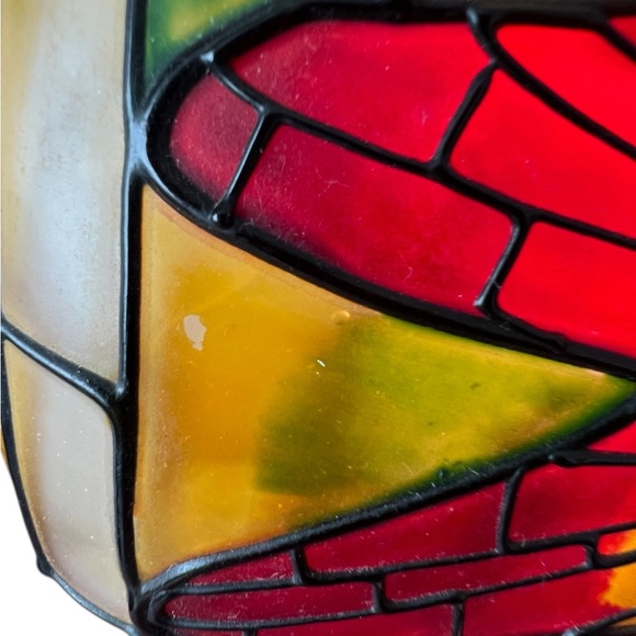 ❤️💛VTG Tiffany Style Dragonfly Multicolor Stained Glass And Bronze Accent Lamp - Picture 12 of 15